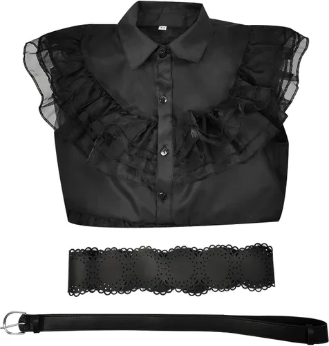 Vista 2 de WPOYM Wednesday Addams - Disfraz de niña para niños, disfraz de la familia Addams, vestido de fiesta para Halloween