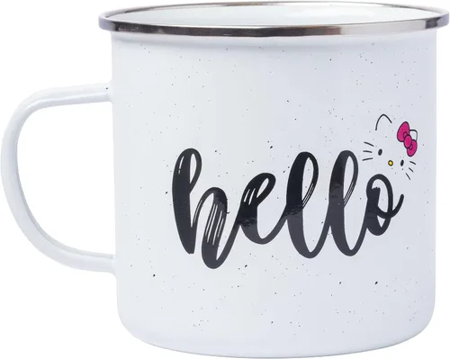 Vista 2 de Silver Buffalo Sanrio Hello Kitty Taza de café de cerámica esmaltada estilo cámper, 21 onzas 0.62 Liters Hello Kitty Hello