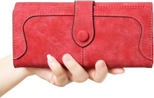 Vista 8 de Cartera organizadora larga plegable de cuero vegano con 17 ranuras para tarjetas para mujer