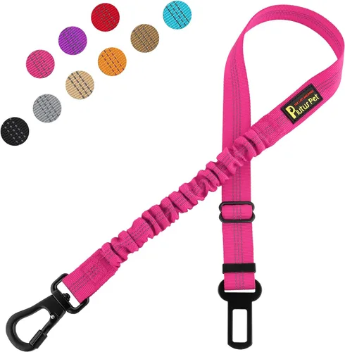 Vista 16 de Plutus Pet Cinturón de seguridad para perro para el coche, arnés de coche ajustable para perros con clip de mosquetón, cinturón de seguridad Beige