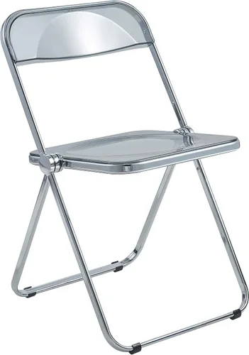 Vista 28 de LeisureMod Lawrence - Silla plegable de acrílico transparente moderna con marco de metal, asiento transparente que ahorra espacio para comedor