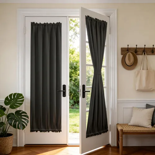Vista 11 de Deconovo Cortinas opacas para puerta, bolsillo para cortinero y cortinas de bloqueo con aislamiento térmico para dormitorio, 137.16 x 189.2 cm, azul