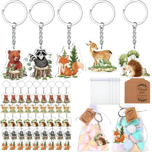 Vista 7 de Wettarn Juego de 50 regalos de oso para baby shower, regalos de fiesta de baby shower, recuerdos de devolución para invitados, incluye llaveros