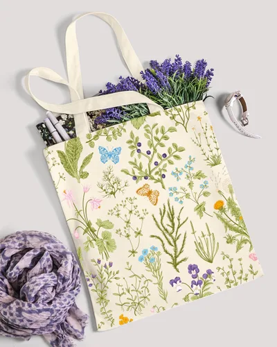 Vista 3 de AUSVKAI Bolsa de lona estética para mujer, lindas bolsas de algodón reutilizables de tela para la universidad, compras, playa, comestibles, regalos