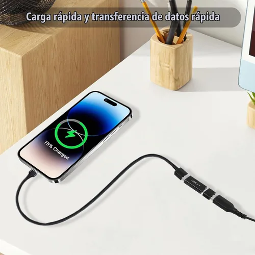 Vista 4 de 5 adaptadores USB C a USB A y 2 adaptadores OTG, USB C hembra a USB A hembra, convertidor de 10 Gbps USB 3.1 a C, conector de extensión USB