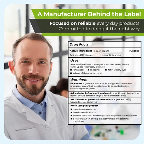 Vista 9 de TIME-Cap Labs - 200 tabletas de cetirizina HCl 10 mg para aliviar la alergia, antihistamínico para adultos y niños a partir de 6 años, ayuda a