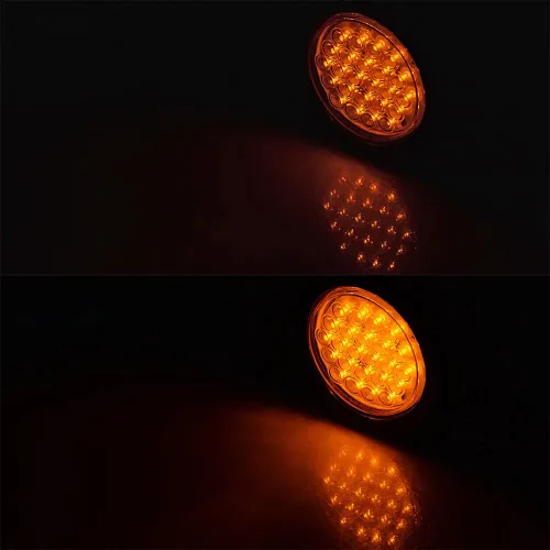 Vista 5 de Pares de 24 luces LED ámbar de 4 pulgadas redondas para camión, remolque, caravana, con enchufe de cableado (2X)