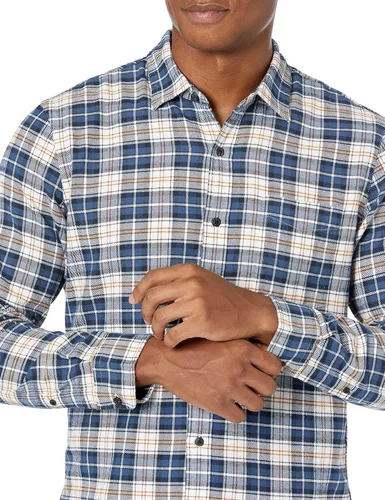 Vista 45 de Amazon Essentials Camisas de franela de manga larga para hombre, corte ajustado, a cuadros con botones