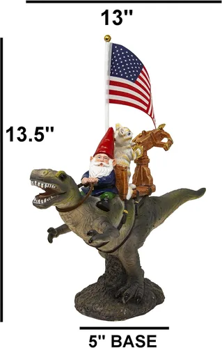 Vista 9 de Funny Guy Mugs Estatua de gnomo de jardín - T-Rex Fellowship - Escultura de gnomo de jardín para interiores y exteriores para patio, patio o césped