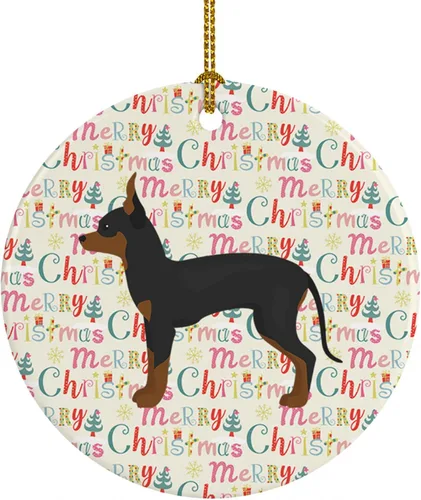 Vista 30 de Caroline's Treasures Abyssinian Sand Terrier - Adorno de cerámica para colgar en el árbol de Navidad, para el hogar, Navidad, fiestas, regalo, 3