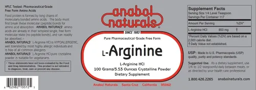 Vista 2 de Anabol Naturals Pila de óxido nítrico (N.O.): L-Arginina 3.53 oz en polvo y L-citrulina 3.53 oz en polvo