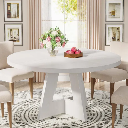 Vista 15 de Tribesigns Mesa de Comedor Redonda de 47 Pulgadas Mesa de Cocina de Madera para Comedor, Mesas de Dinner Room de 47" para 4-6, Muebles de Acento