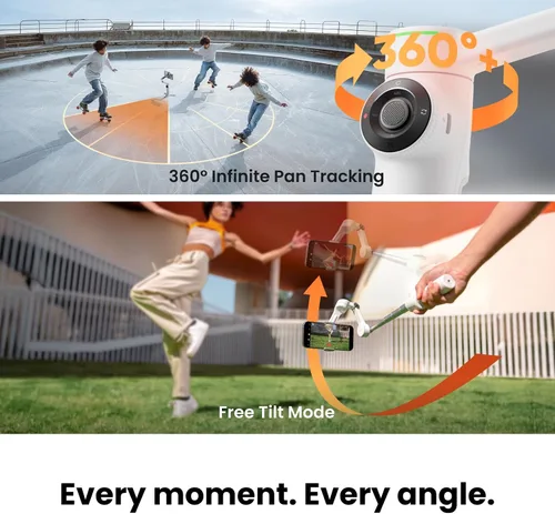 Vista 3 de Insta360 Flow 2 Pro White - Cardán para teléfono con IA primero en la industria con Apple DockKit, seguimiento pionero de 360º Pan Tracking