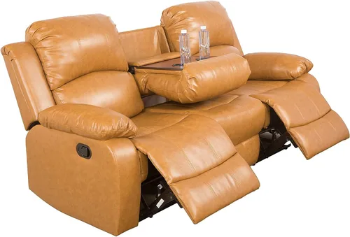 Vista 10 de Juego de muebles de cuero sintético para sala de estar, juego de sofá reclinable, sofá de dos plazas, juegos de muebles para sala de estar, sofá