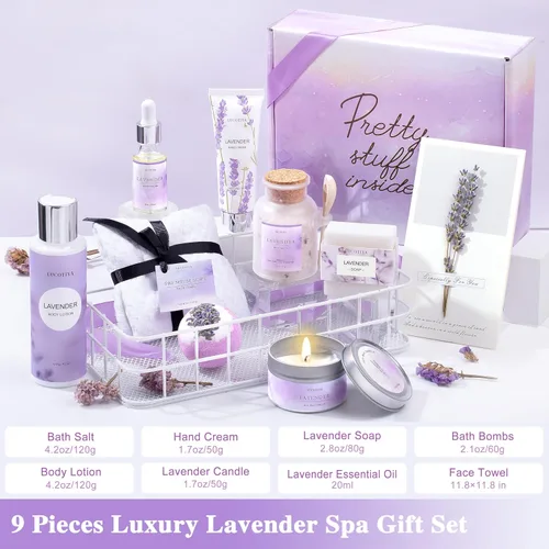 Vista 2 de Regalos para mujeres, cestas de regalo de spa para mujeres, regalos de Navidad, cumpleaños, lavanda, juegos de baño y cuerpo, regalos para el día