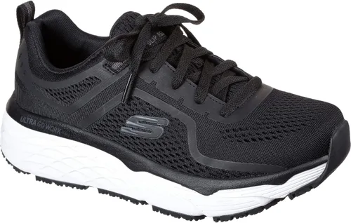 Vista 3 de Skechers Work Banham, para mujer, negroblanco, puntera suave, baja atlética
