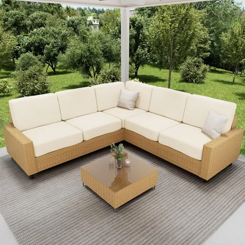 Vista 208 de hyha Fundas impermeables para sofá seccional, fundas de cojín Beige