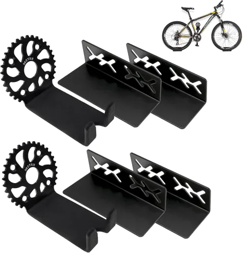 Vista 9 de MZYRH Soporte de pared resistente para bicicleta, acero inoxidable, 1 paquete, negro