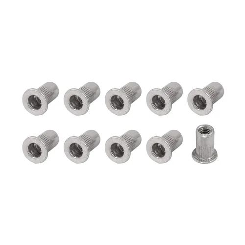 Vista 9 de METALLIXITY Tuercas de remache (M3) 25 piezas, tuercas roscadas de aleación de aluminio, para sujetadores mecánicos de muebles, tono plateado