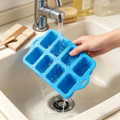 Vista 6 de Moldes de silicona para paletas, moldes para hacer paletas de 10 cavidades, molde de helado casero de fácil liberación para hacer pasteles, paletas