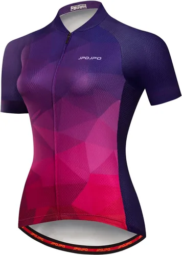 Vista 23 de Camiseta de ciclismo para mujer, manga corta y pantalones cortos de ciclismo acolchados para verano