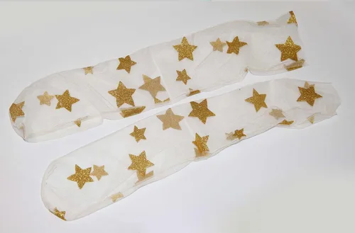 Vista 4 de Calcetines de tul con purpurina caliente y estrellas para mujer Oro