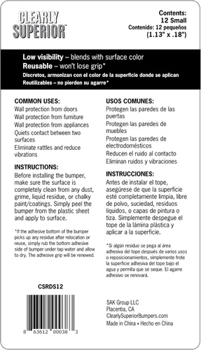 Vista 9 de Clearly Superior Topes de Gel Redondos Pequeños de 1.13" Paquete de 12 - Protectores Autoadhesivos para Muebles - Protege las Superficies de Daños