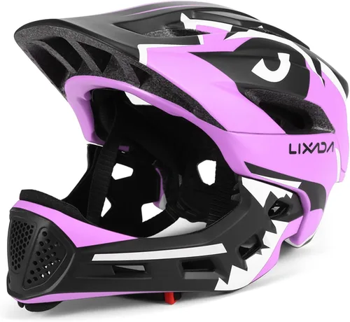 Vista 13 de Lixada Casco de bicicleta para niños, ajustable, desmontable, de cara completa, casco de ciclismo para niños, bicicleta, monopatín, scooter,