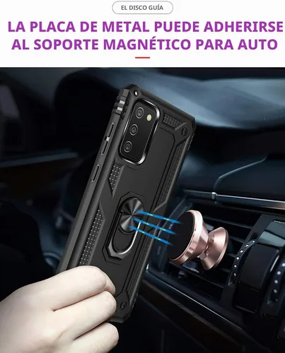 Vista 3 de Dionsibei Carcasa de grado militar para Samsung Galaxy A02S, anillo giratorio de metal 360, soporte de soporte, armadura, resistente, a prueba