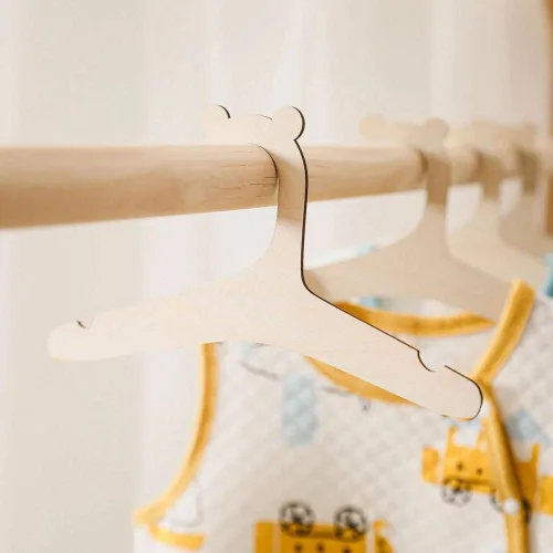 Vista 6 de Generic 5/10 perchas de madera para osos para niños, 9 pulgadas, ganchos de madera para ropa y pantalones, naturales, sin terminar, ahorro