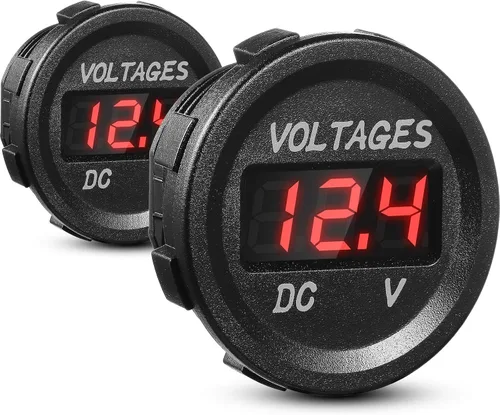 Vista 10 de BBTO 2 Piezas DC 12V Medidor de Voltaje para Auto con Pantalla LED, Voltímetro Digital Impermeable, Panel Redondo Compatible con Vehículo