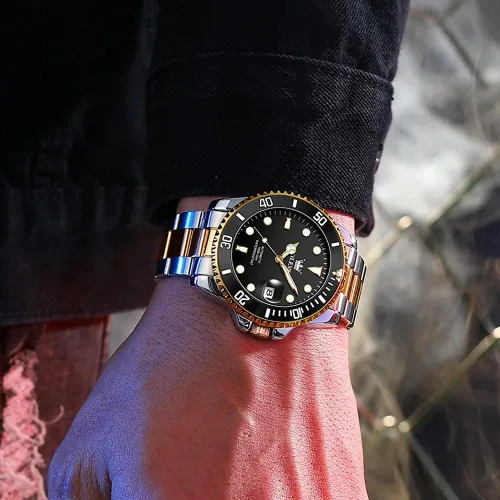 Vista 7 de OLEVS Relojes mecánicos automáticos para hombre, cuerda automática, de acero inoxidable de lujo, sin batería