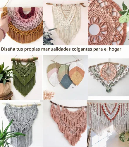 Vista 5 de Cordón de macramé, cuerda de algodón de 0.118 in x 328 pies, cuerda de algodón blanco natural para manualidades, tejer, colgar plantas, decoración