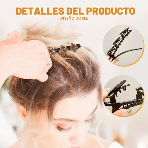 Vista 3 de Pinzas de pelo trenzadas para mujeres y niñas, 2025 nuevas pinzas de pelo con piedras de cristal brillantes, pinzas cortas de pico de pato