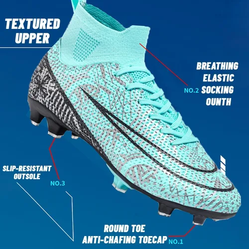 Vista 2 de Niber Zapatos deportivos de fútbol para niños y hombres, tenis de fútbol para equipo de fútbol, ligeros, para correr, al aire libre, cómodos