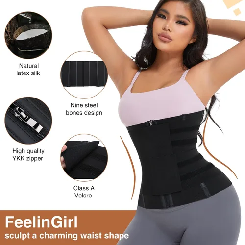 Vista 2 de FeelinGirl Latex Waist Trainer for Women Tummy Control Shapewear Waist Cincher Hourglass Body Shaper Workout 25-Steel Bones