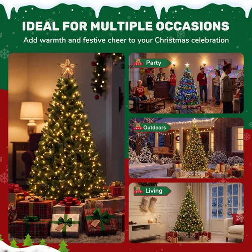 Vista 3 de 4.5 Ft Artificial Green Christmas Tree for Holiday Home Decor Classic Full hinged evergreen spruce tree with realistic flame-retardant branch tips