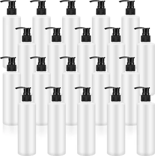 Vista 9 de Thyle 20 botellas dispensadoras de plástico recargables de 8 onzas, contenedor de loción a granel, contenedor de viaje con bloqueo de viaje