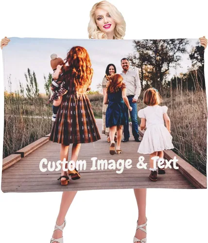 Vista 15 de Manta de fotos personalizada con texto fotográfico, mantas personalizadas, regalos personalizados para cumpleaños, aniversario, graduación