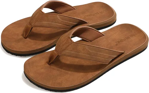 Vista 2 de AX BOXING Sandalias de cuero para hombre, sandalias casuales y cómodas