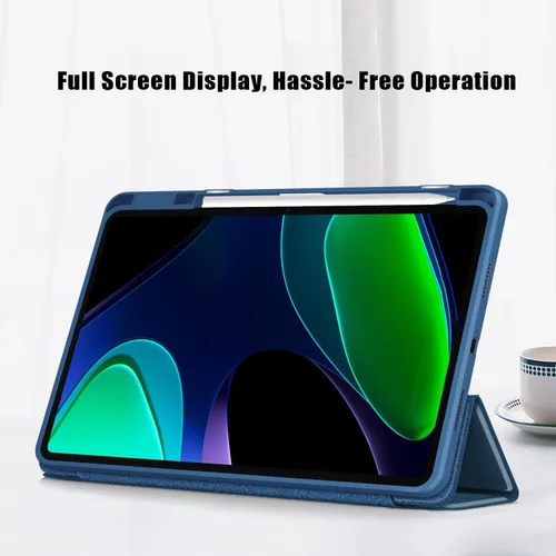 Vista 4 de Funda para Xiaomi Pad 6 de 11 pulgadas, carcasa rígida transparente para Xiaomi Pad6 Pro 2023, con encendido y apagado automático, azul oscuro