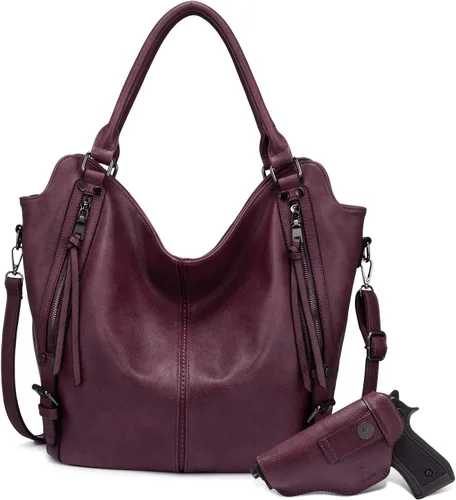 Vista 10 de Bolso hobo de portación oculta para mujer de piel sintética con bandolera, bolso de hombro grande con funda desmontable Negro