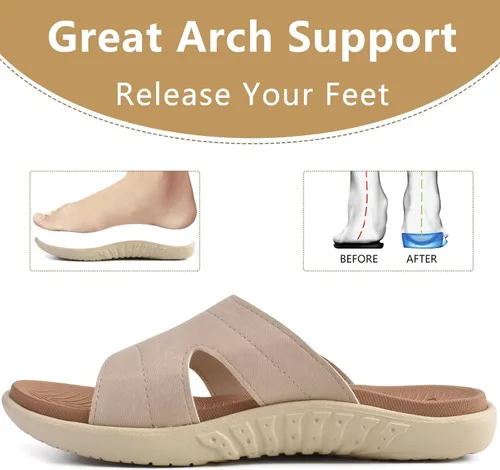 Vista 6 de KuaiLu - Sandalias ortopédicas de moda para mujeres, ligeras, tipo tenis deportivos, con plantilla de goma suave. Sandalias con cierre tipo slip-on
