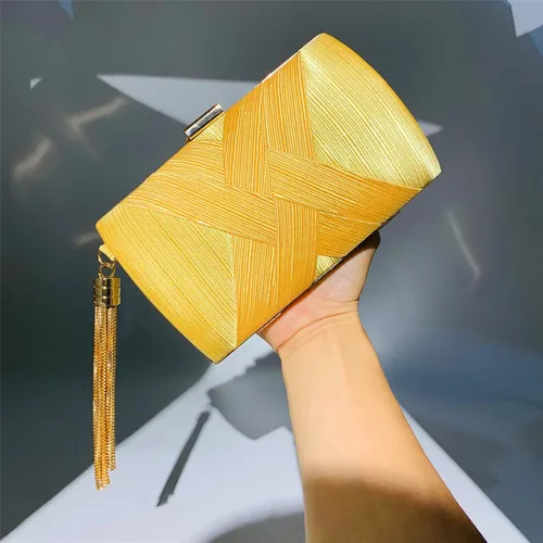 Vista 7 de Elegante bolso de mano de seda con colgante de borla para mujer, para novia, boda, graduación, fiesta de noche