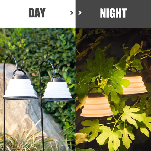 Vista 5 de Paquete de 2 luces plegables para campamento, funciona con pilas, linterna LED plegable, para campamento, luz blanca cálida, impermeable, lámpara