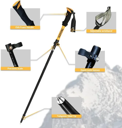 Vista 3 de HUINING Bastones de senderismo plegables telescópicos, bastones de senderismo nórdicos para mujeres y hombres, bastones de trekking, bastones