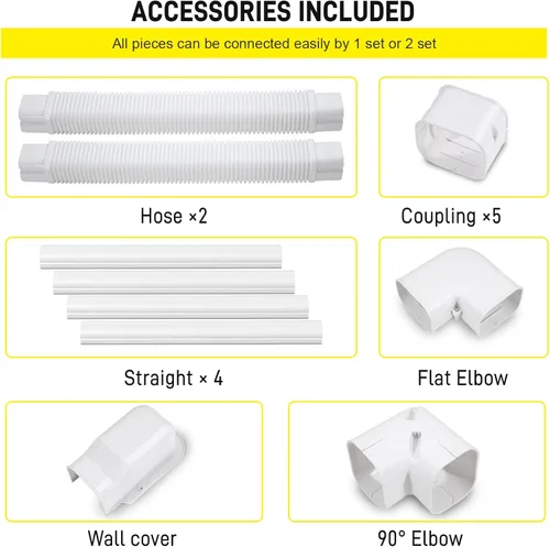 Vista 7 de DWALE Kit de cubierta decorativa de PVC de 3 pulgadas y 17 pies, mini cubierta de línea dividida, para aire acondicionado mini split sin conductos