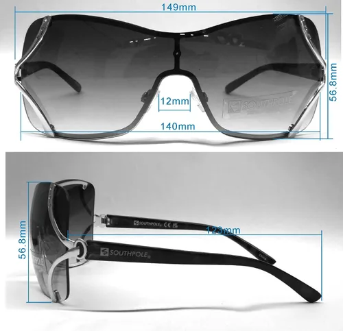 Vista 5 de Southpole womens 454sp Glitzy Metal Shield Sunglasses (140mm) - Uv400 Protection, Trendy Gift for Her Rectangular Sunglasses