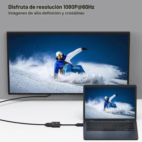 Vista 5 de BENFEI Conversor DisplayPort a VGA, cable macho a hembra chapados para Lenovo, Dell, HP, ASUS. Adaptador de pantalla DP unidireccional a VGA 1080P