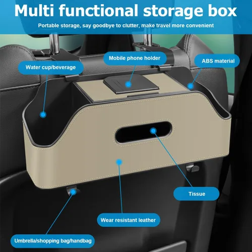 Vista 3 de zipelo Organizador de Apoyo de Cabeza y Asiento Trasero para Coche con Portavasos, Caja de Almacenamiento Colgante Multifuncional para Asiento